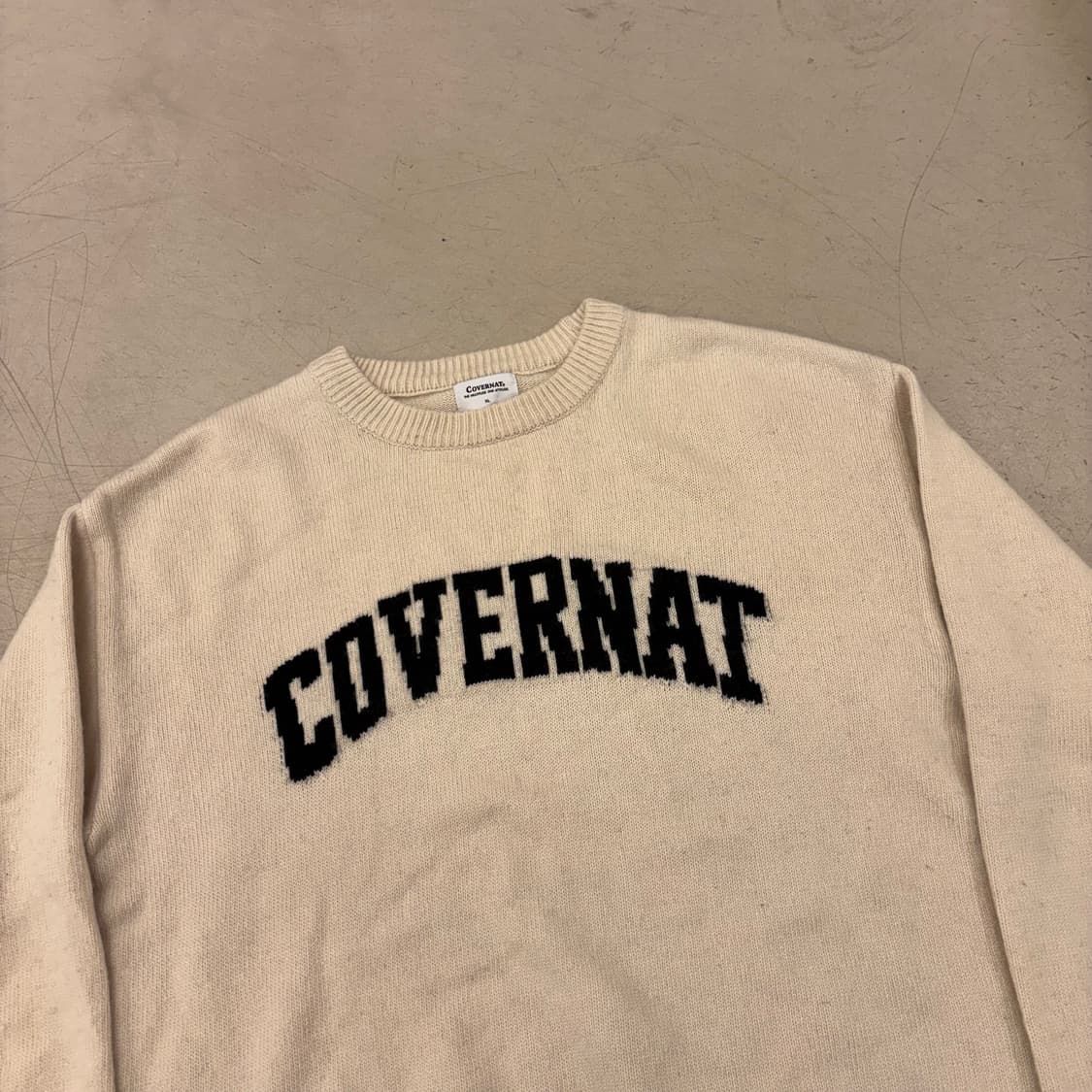 커버낫 아치로고 아이보리 니트 상품이미지2