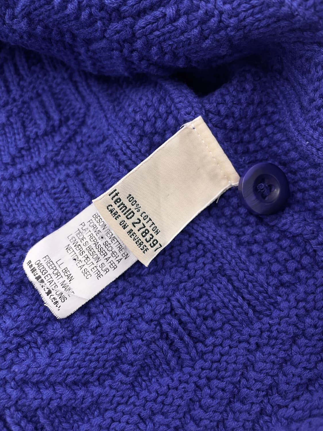 빈티지 엘엘빈 퍼플 블루 코튼 니트 가디건 상품이미지9
