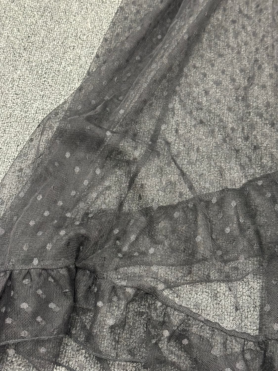 140)Japanese vintage 블랙 도트 언발 레이어드 치마 상품이미지2