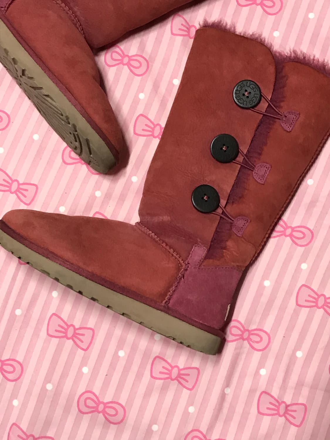 어그 베일리 쓰리버튼 핑크 롱부츠 상품이미지2