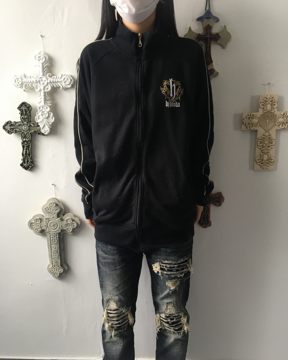 Back printing point high neck zip up 상품이미지5