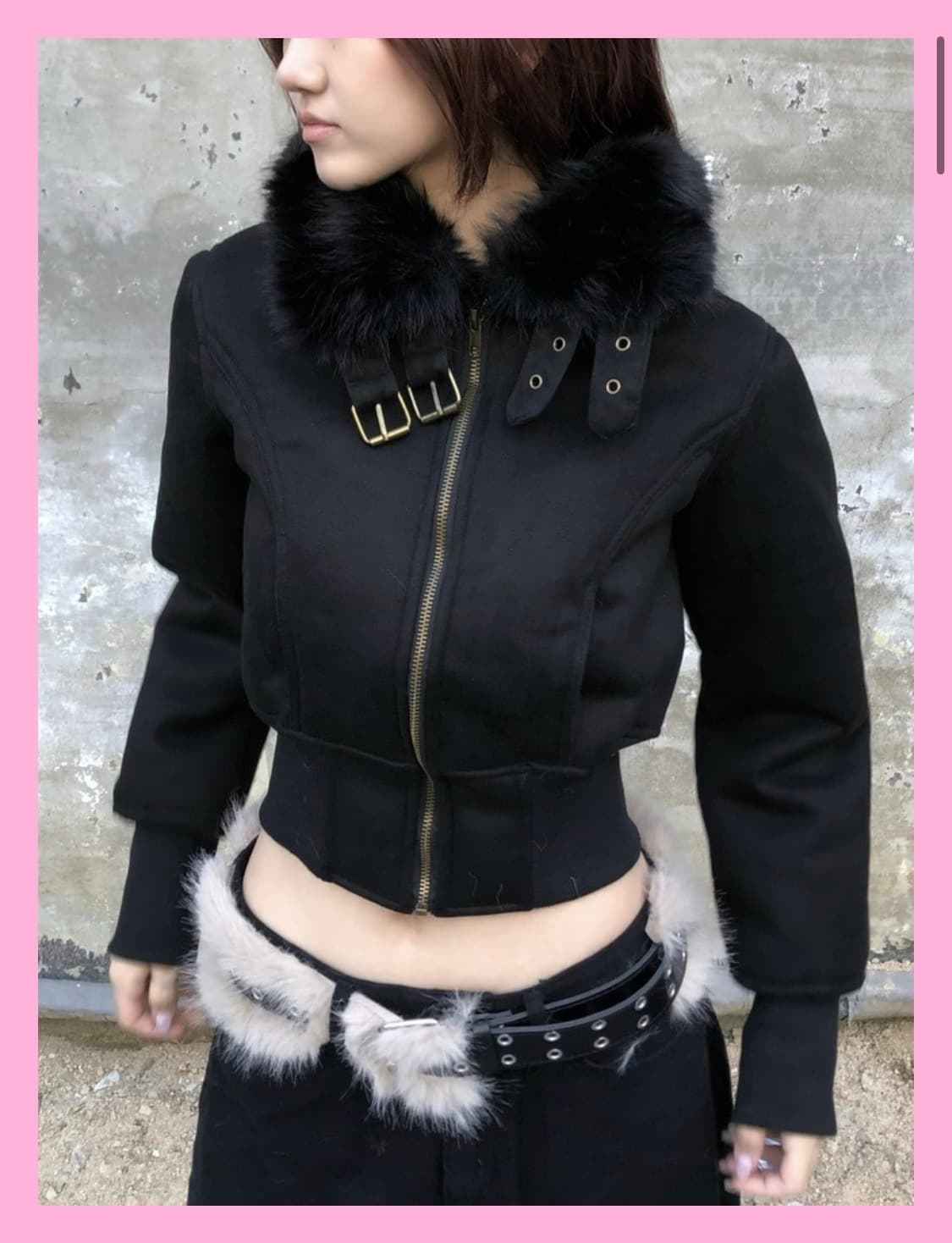 크롭 퍼 무스탕 상품이미지2