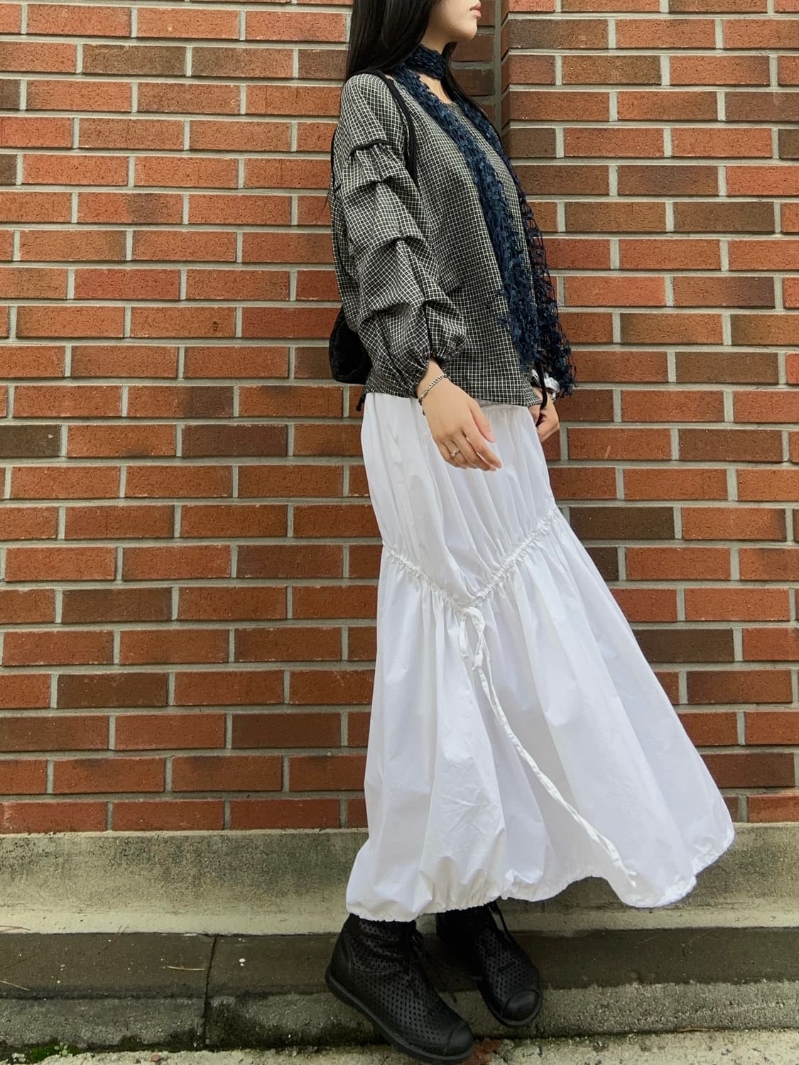 Check shirring ballon blouse 상품이미지2