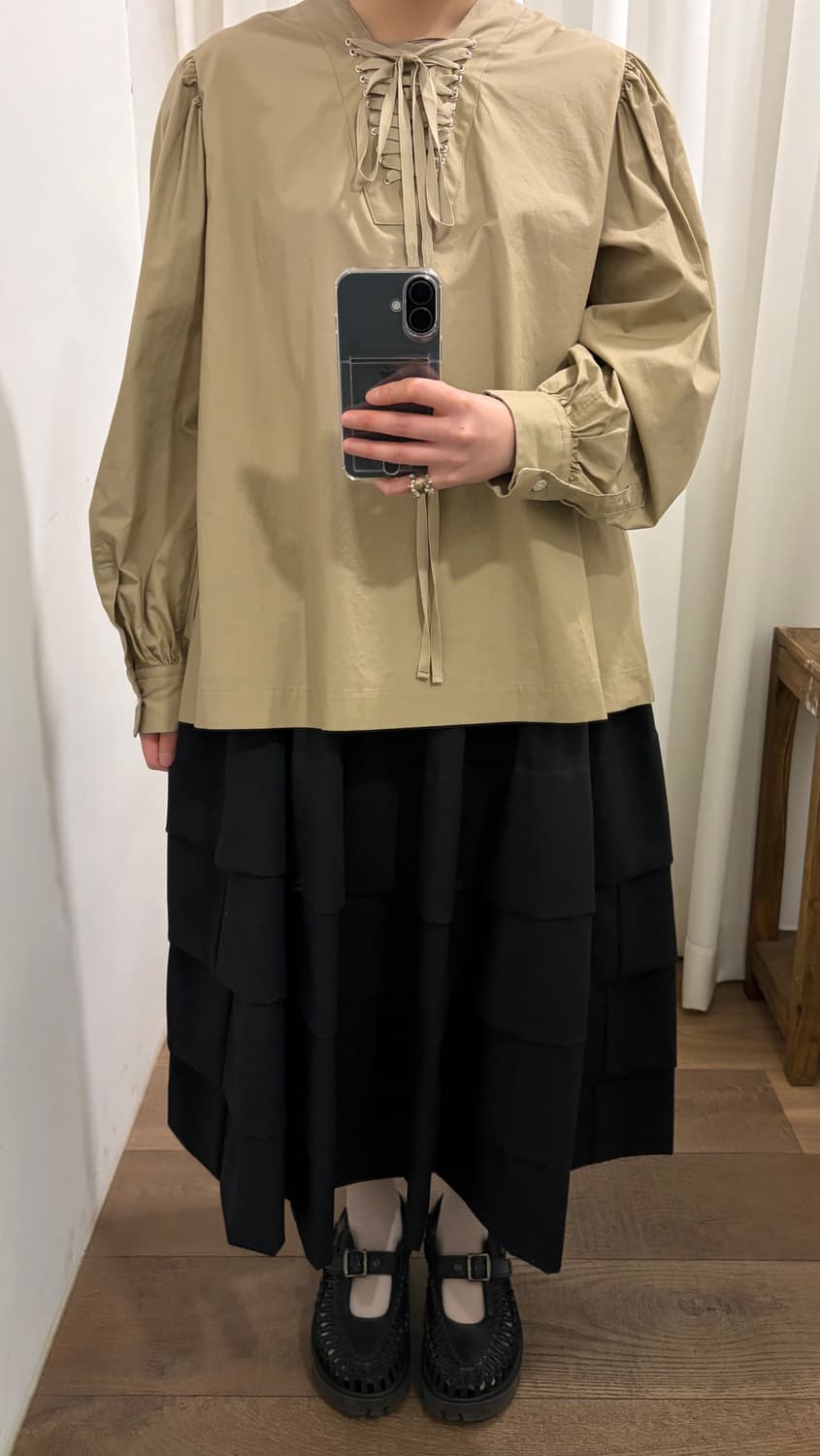 Corset Detail Shirring Puff Blouse 상품이미지2