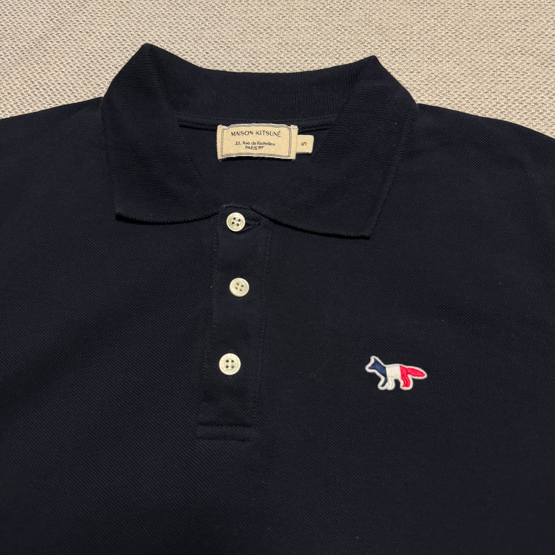메종키츠네 트리플컬러 폭스 패치 반팔 카라티 상품이미지2
