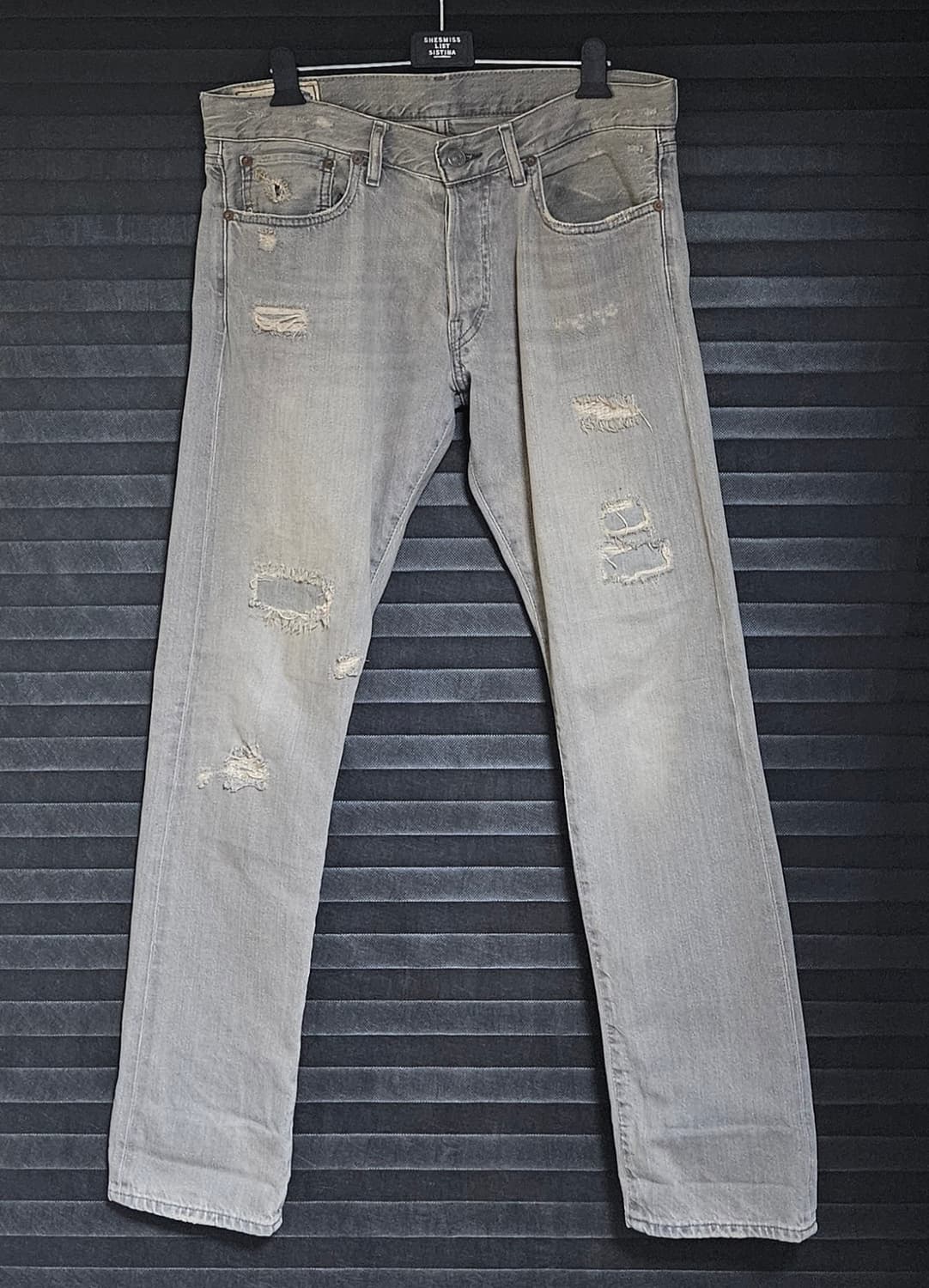 30/30 폴로 디스트레스드 그레이 진 데님 청바지 덩가리 설리반 슬림 상품이미지2