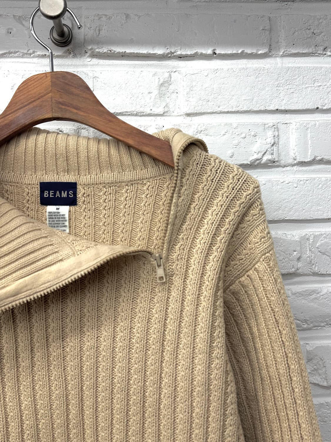 Beams 아이보리 사선집업 니트 상품이미지4