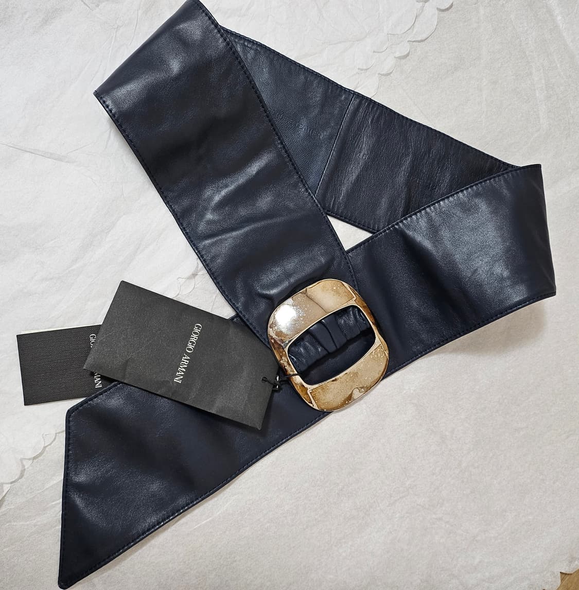 조르지오 아르마니 광폭 양가죽 벨트 미착용 70만원 상품이미지1