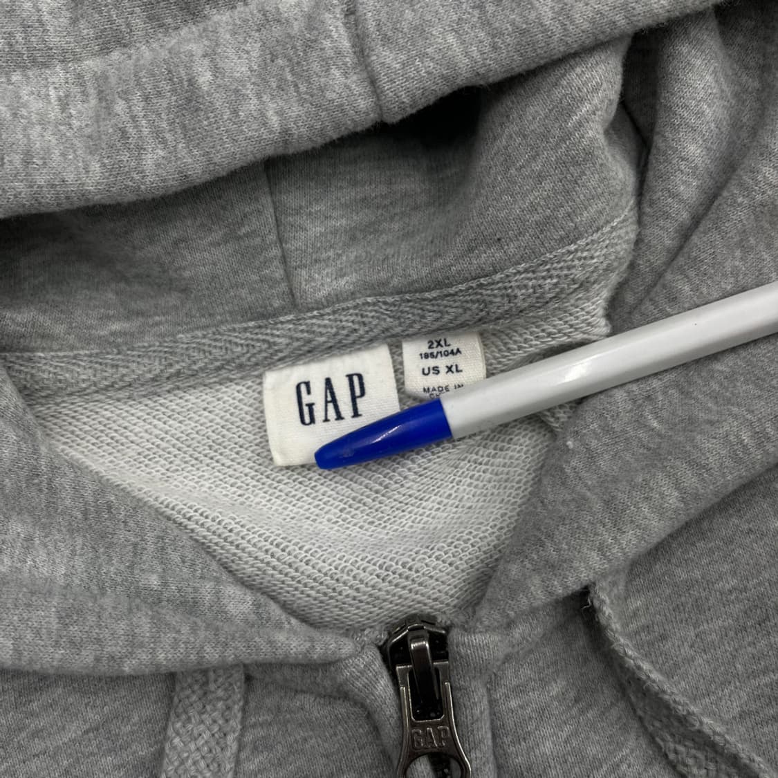 갭 네이비 센터로고 그레이 후드집업 2XL 상품이미지5