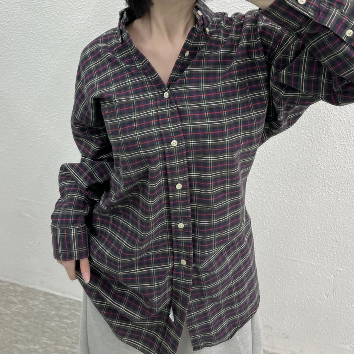 폴로 랄프로렌 네이비포니 딥그린 타탄체크 셔츠 M 상품이미지7