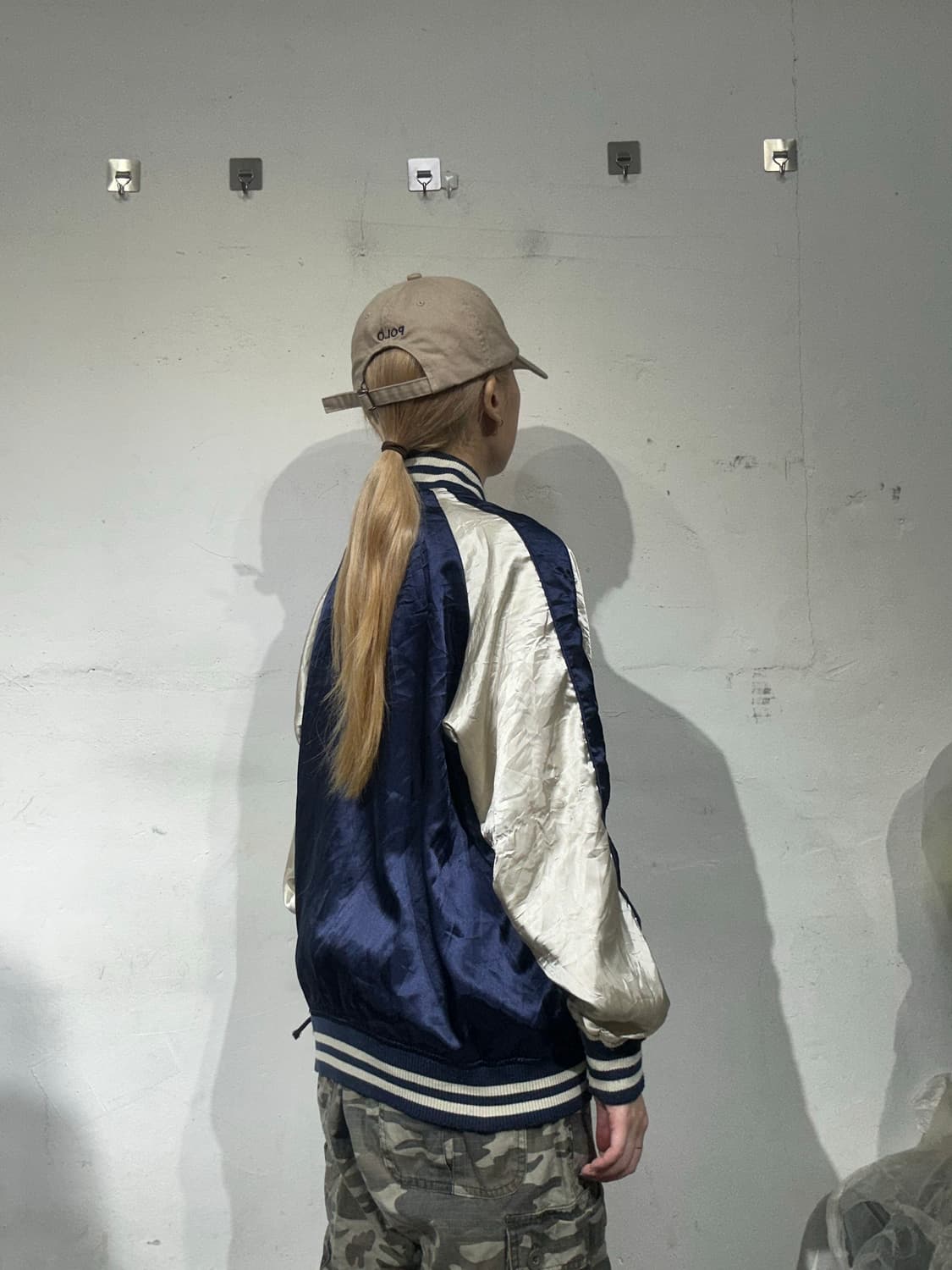 일본 빈티지 네이비 자수 오리엔탈 스카잔 자켓 L 상품이미지3