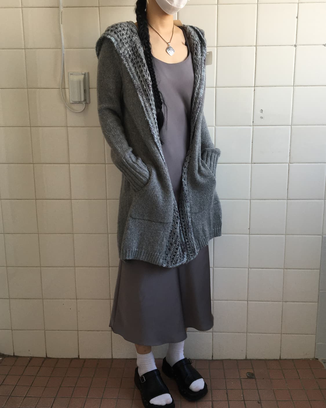 Punching point open hood cardigan 상품이미지9