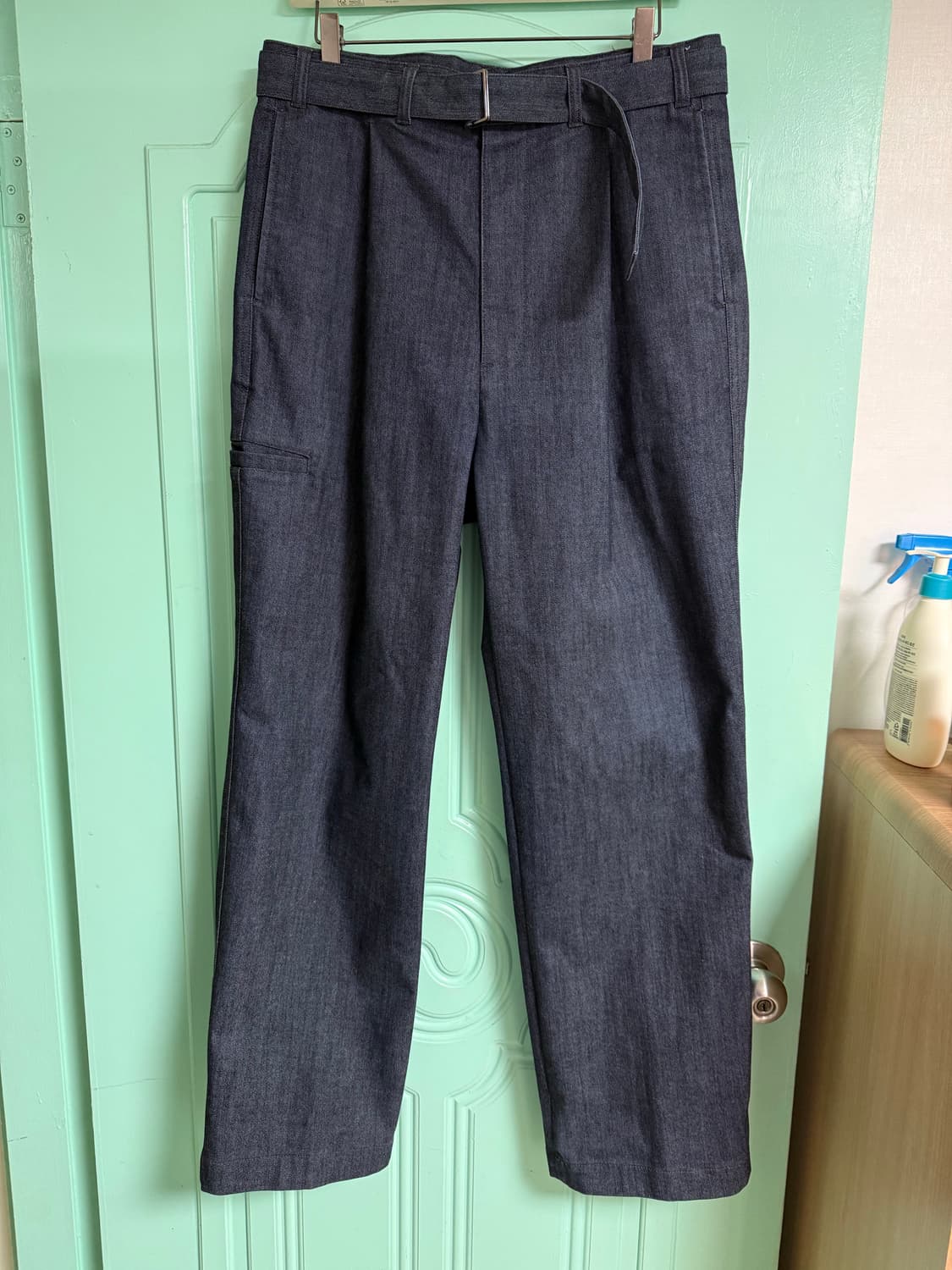 인사일런스 데님 셋업 셔츠XL + 벨트 와이드 팬츠 L 상품이미지9