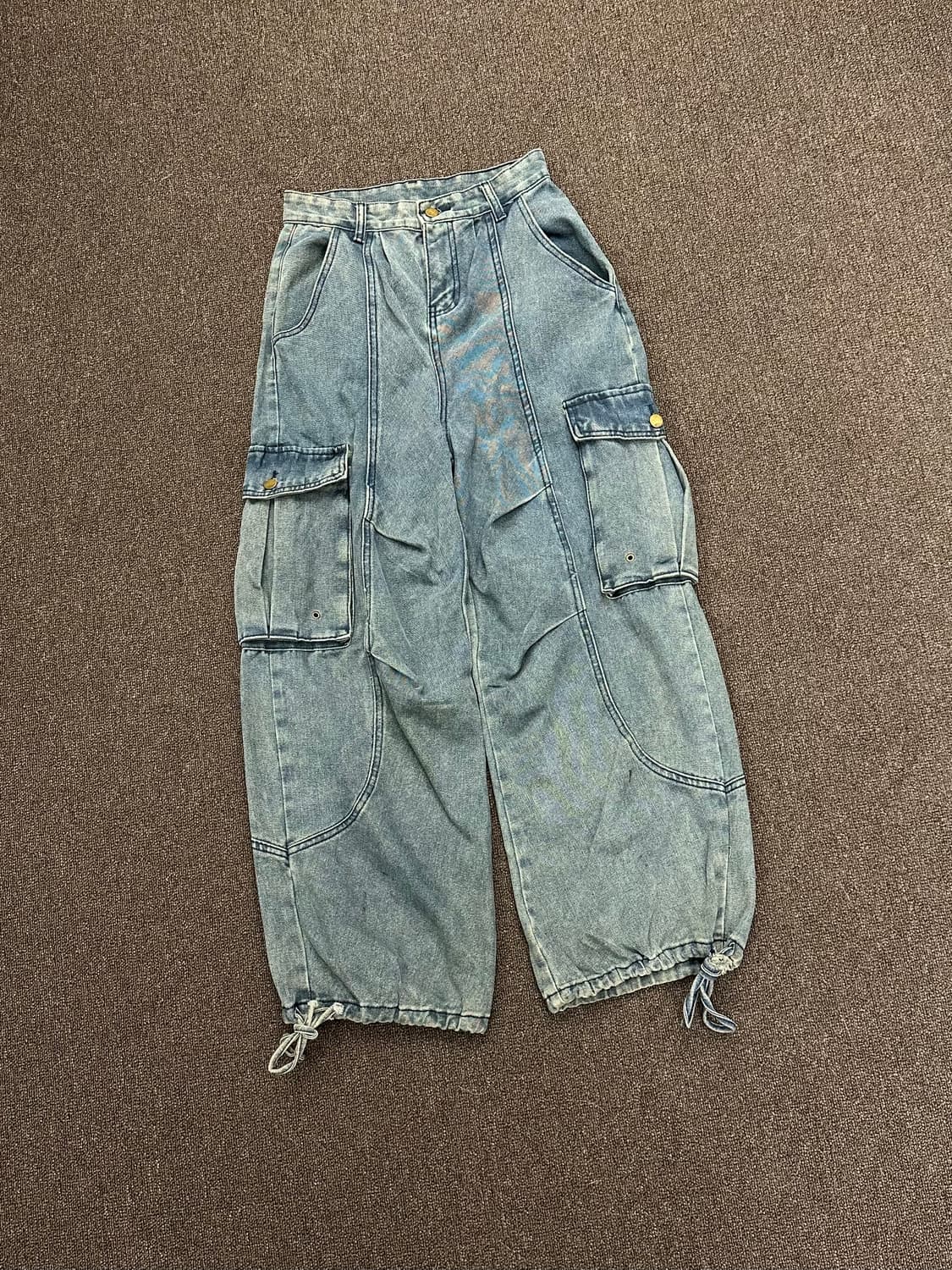 S)Japanese vintage 라이트 블루 유틸리티 카고 데님 팬츠 상품이미지1