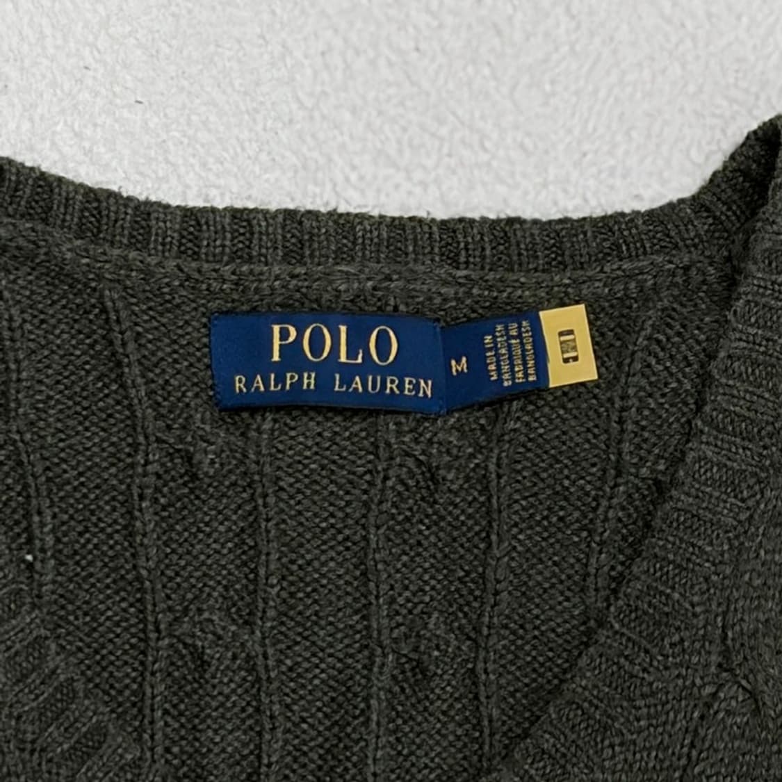 POLO RALPH LAUREN 카키 케이블 니트베스트 M 상품이미지3