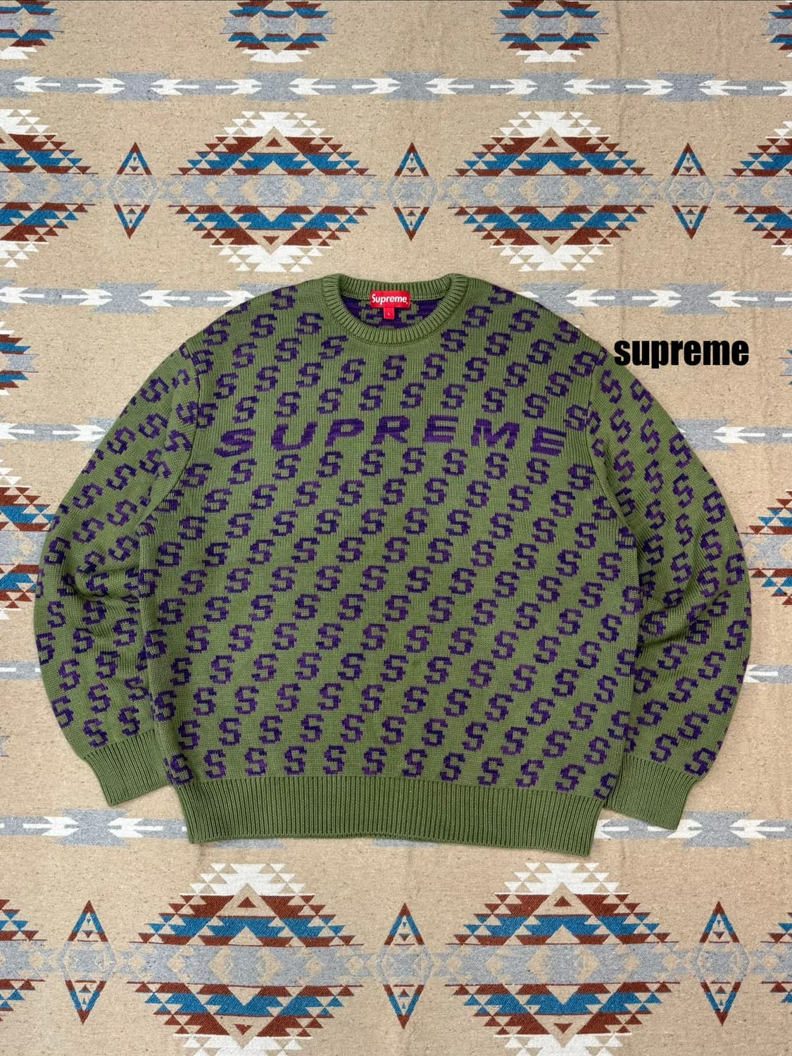 [L] 슈프림 S리핏 스웨터 올리브 상품이미지1