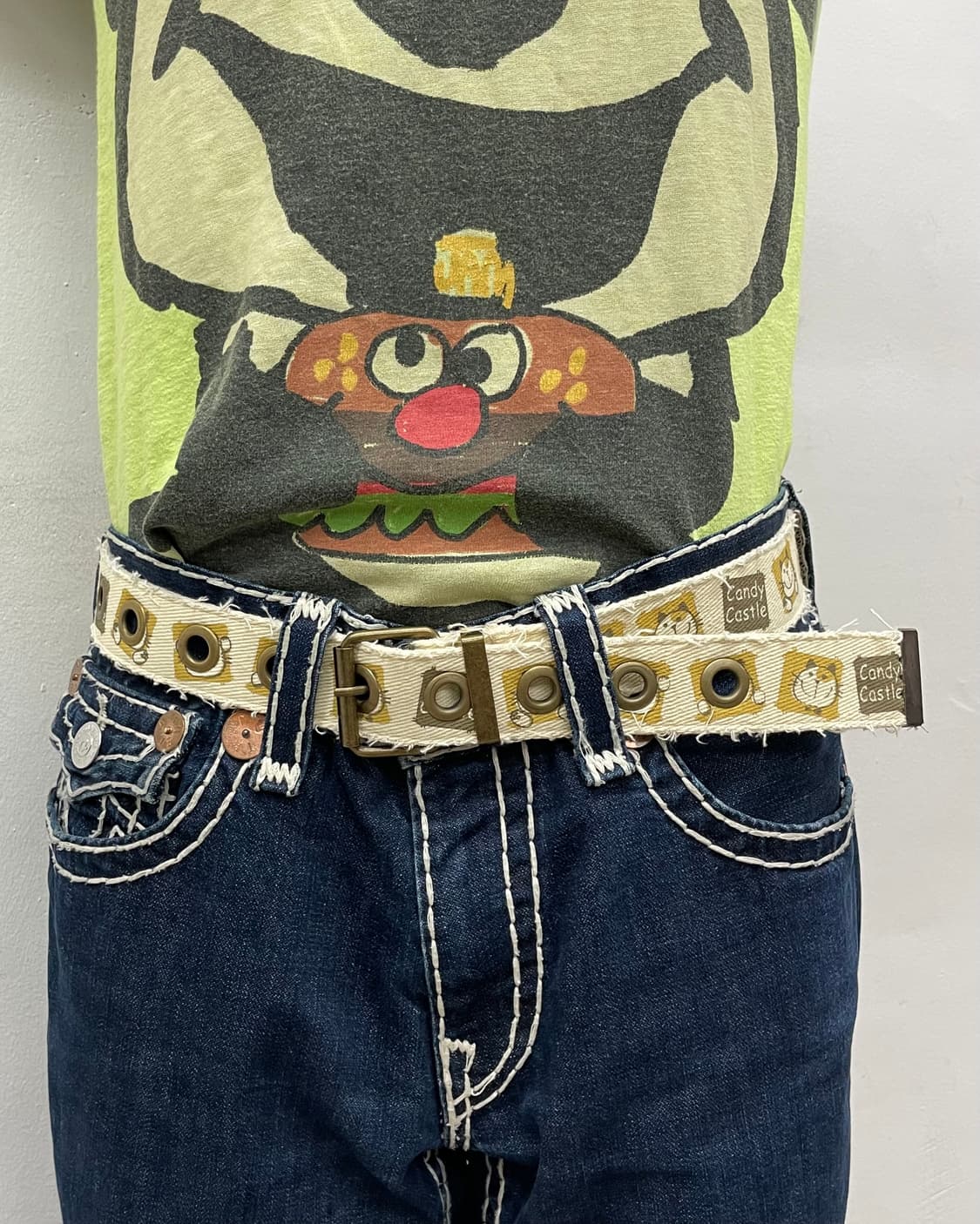 Cat Printed Ivory Cotton Belt 상품이미지1