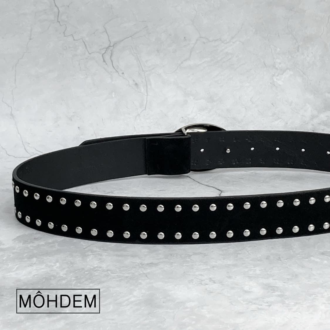 [Unisex] 오클 라운드 스터드 찡 벨트 블랙 상품이미지5