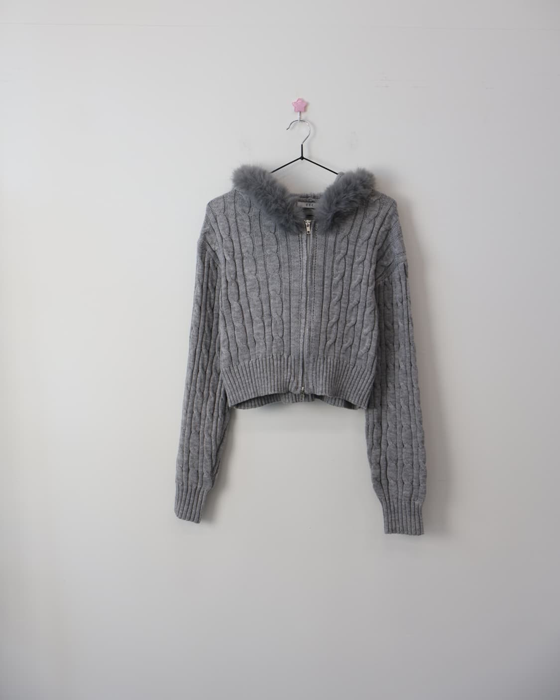 Jpn Grey Knit Fur Zip Up Hoodies 상품이미지3