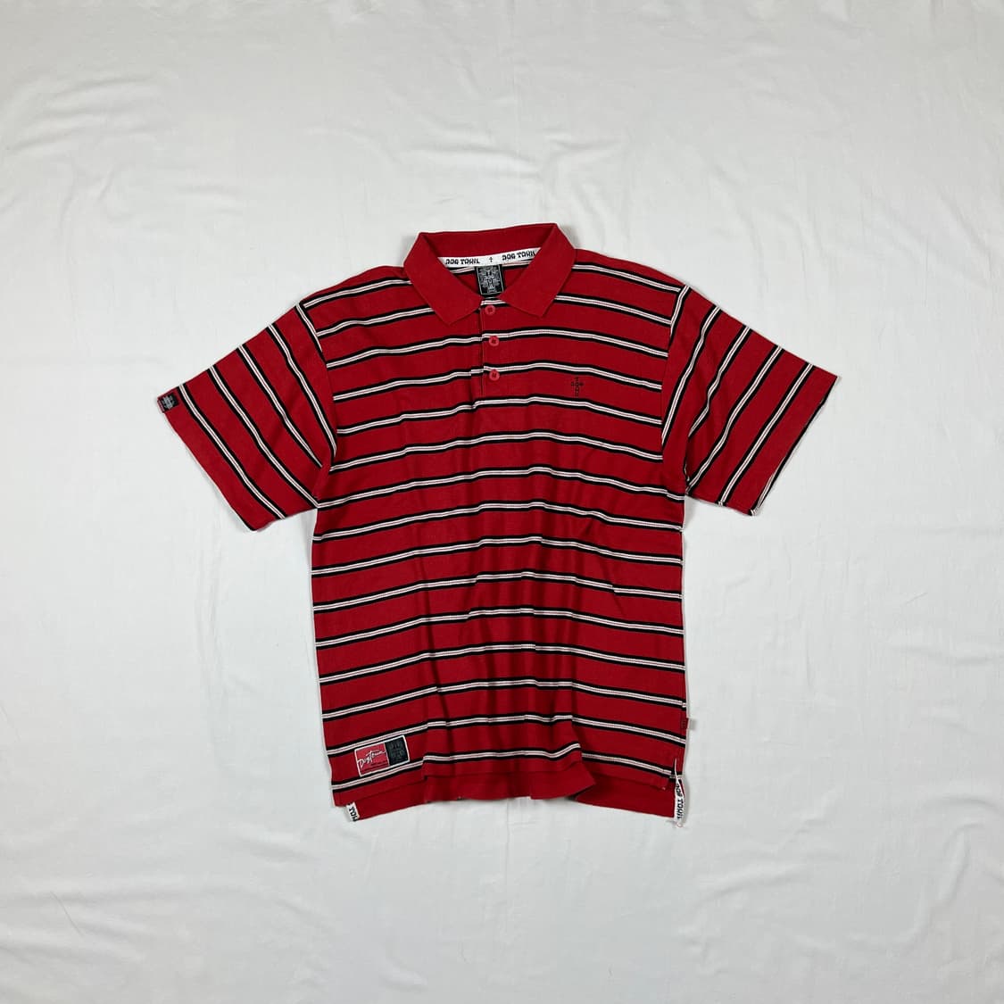 90’s 도그타운 스케이트보드 로고 스트라이프 반팔 피케셔츠 상품이미지1