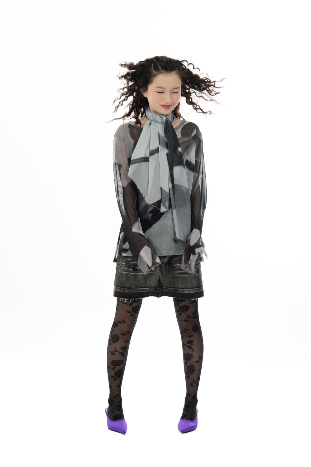 루루 메쉬티셔츠,스카프 세트 상품이미지1