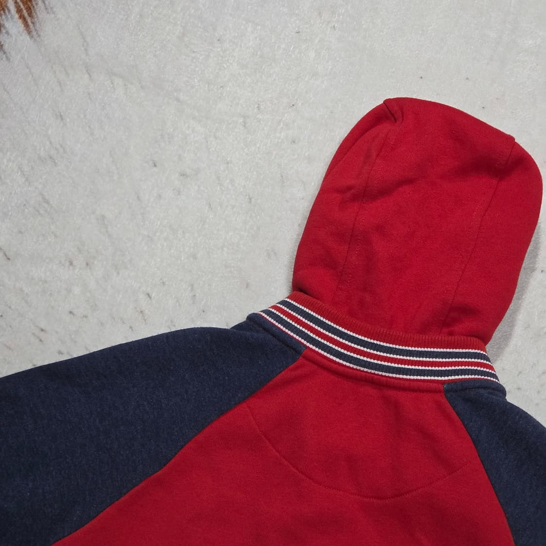 빈티지 레드 네이비 배색 패치 바시티자켓 상품이미지5