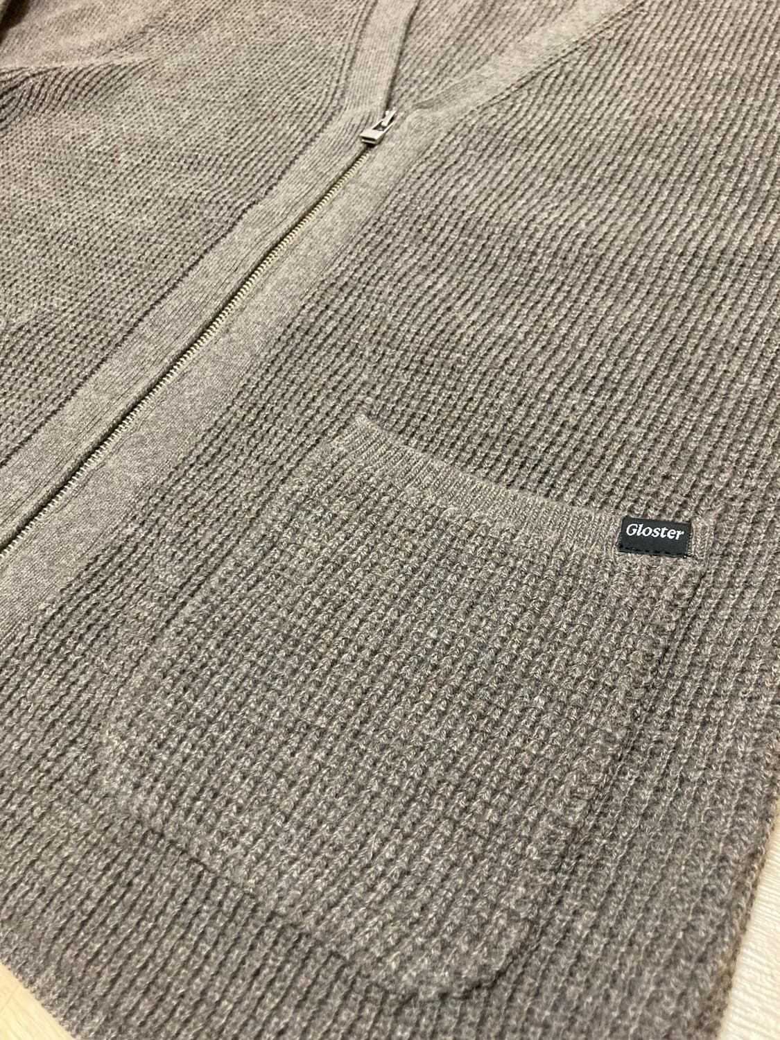 글로스터 울 집업 가디건 S 카키 상품이미지4