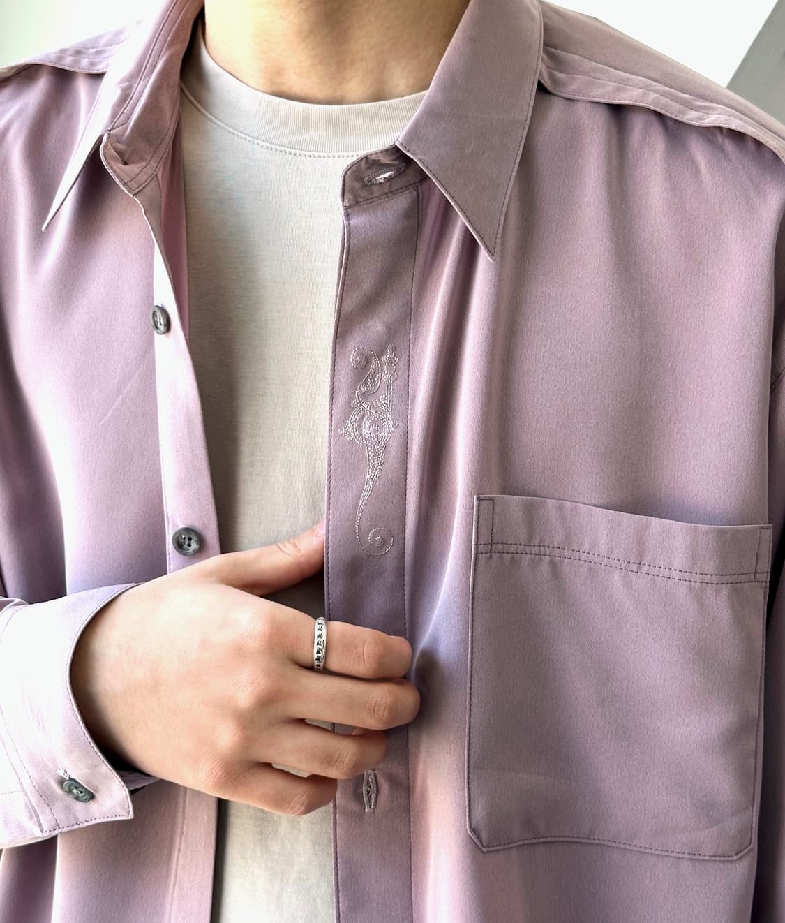 Silky fabric design blouse shirt 상품이미지3