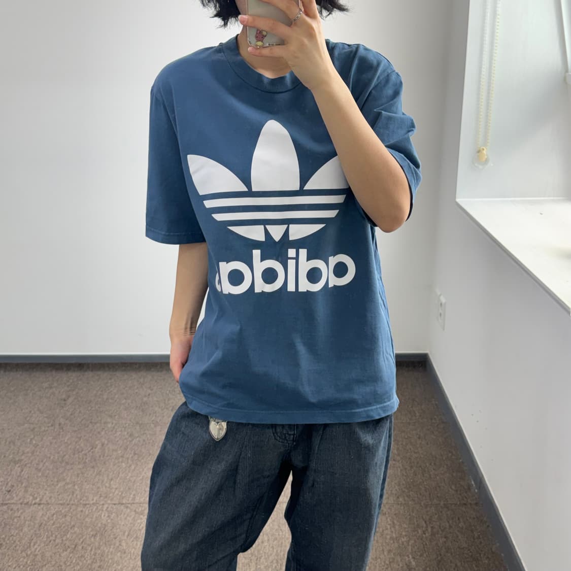 Adidas 아디다스 빅 파이어 로고 네이비 반팔 상품이미지2