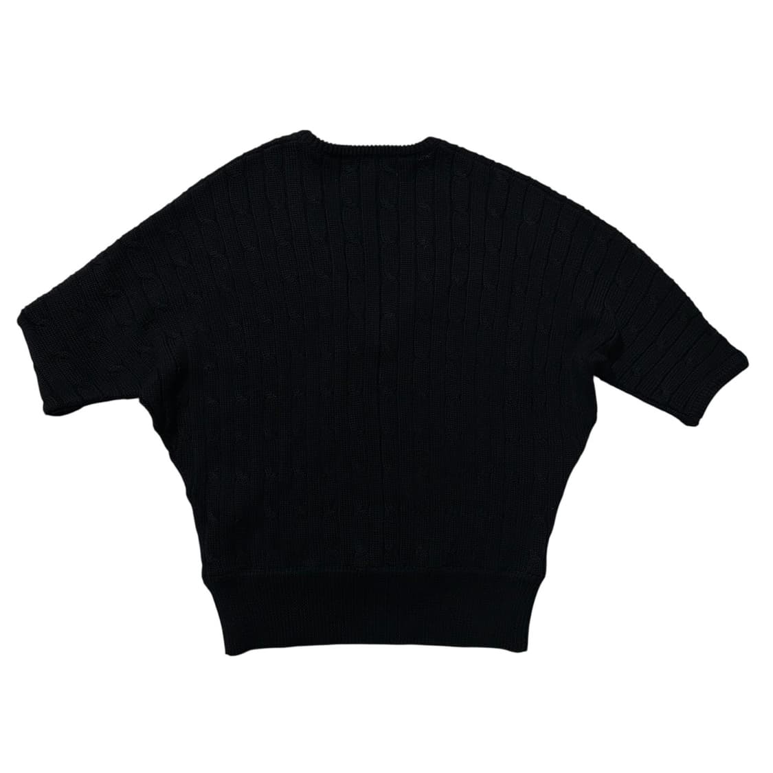 폴로 랄프로렌 케이블 V넥 니트 반팔 블랙 상품이미지2