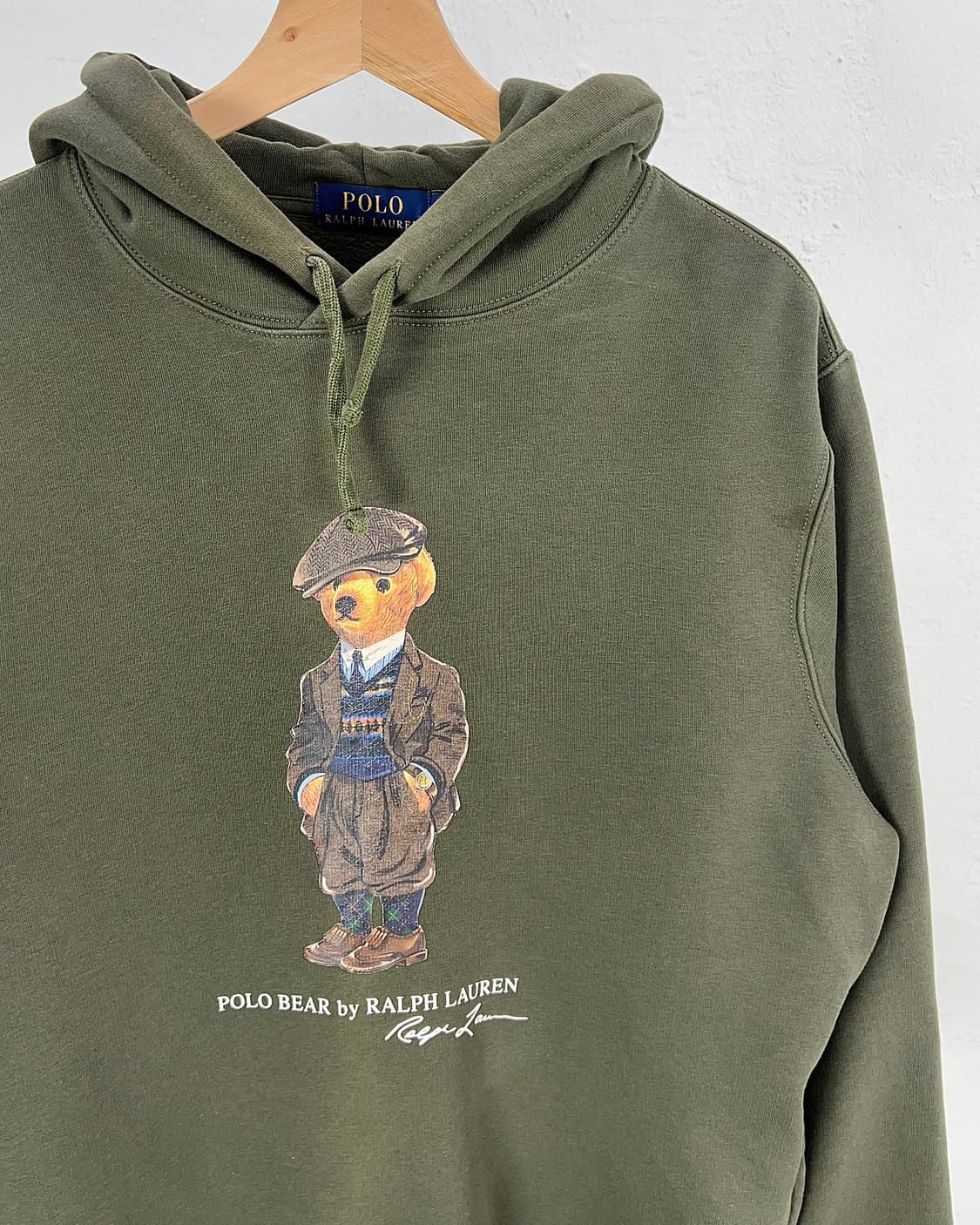 폴로 랄프로렌 카키 그린 폴로 베어 플리스 후디 스웨트 셔츠 상품이미지3