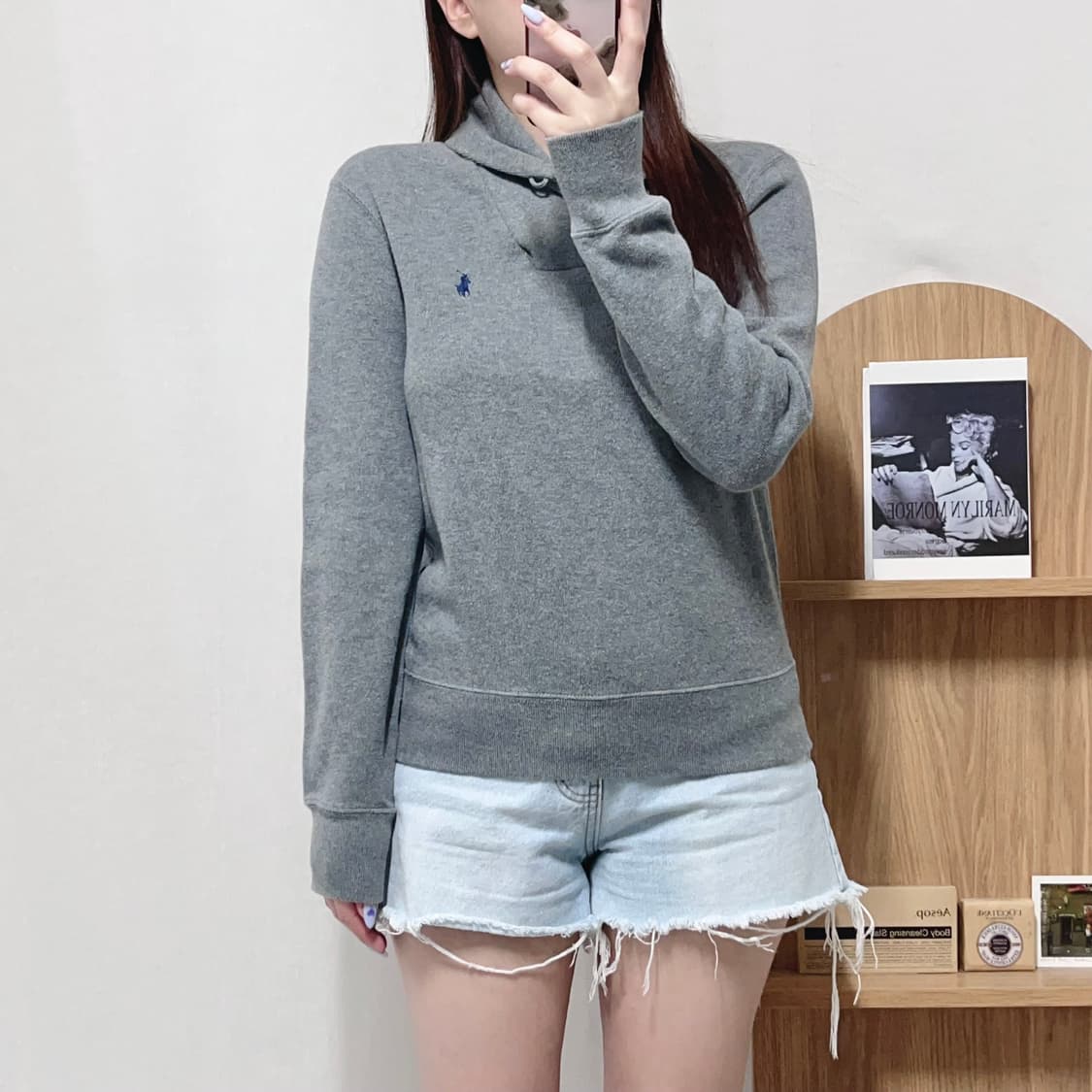 [정품] 폴로 그레이 / 네이비포니 넥숄더 니트 [ XS ] 상품이미지3