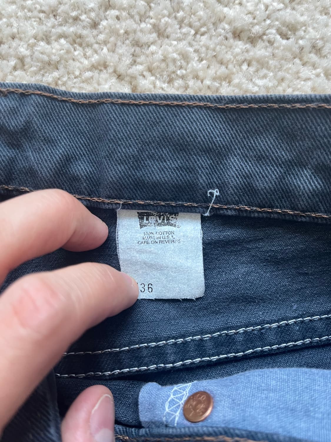 90s Levi's 오렌지탭 네이비 데님 쇼츠 (31-32) 상품이미지6