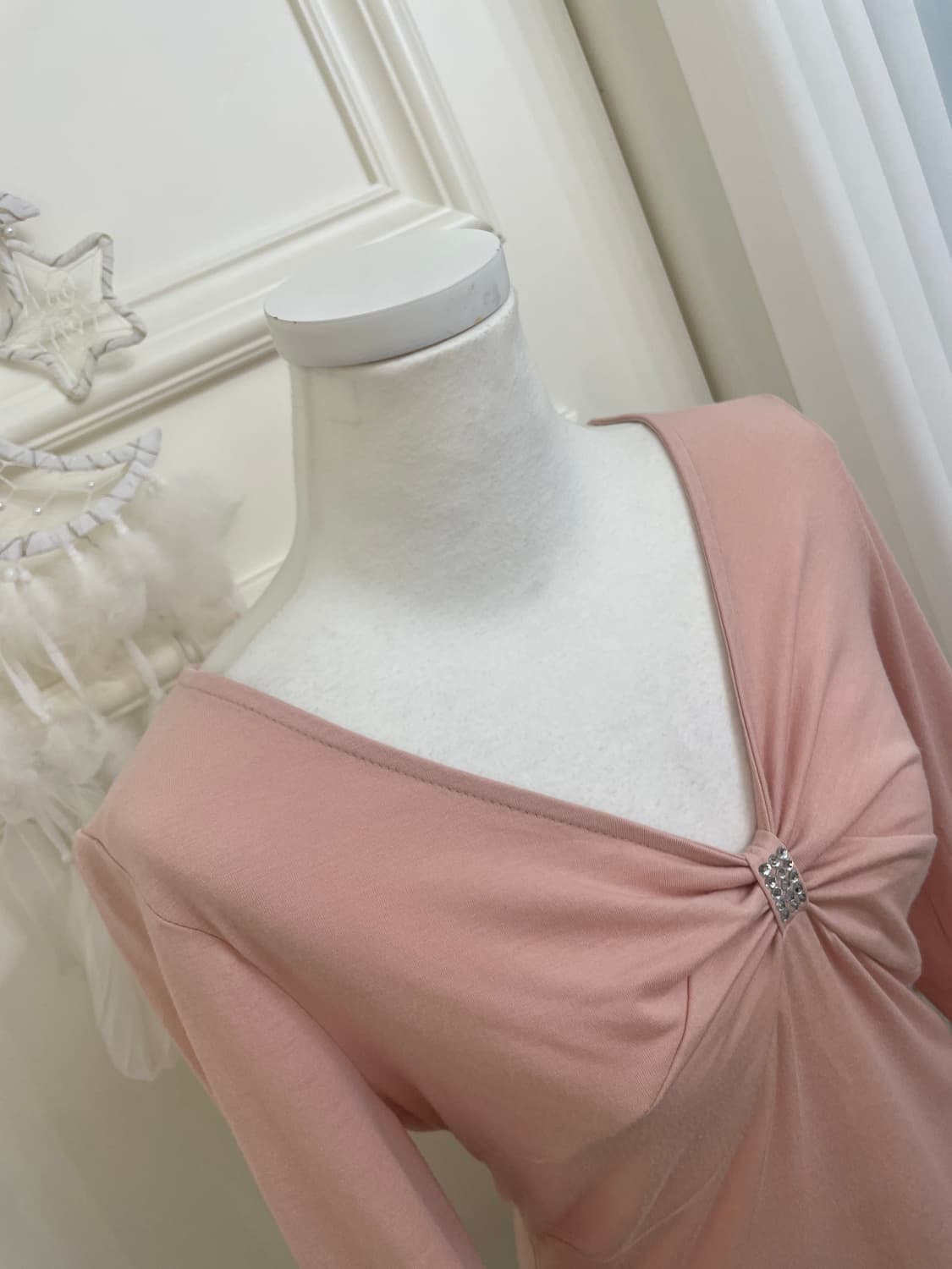 indi pink cubic bow shirring long sleeve 상품이미지7