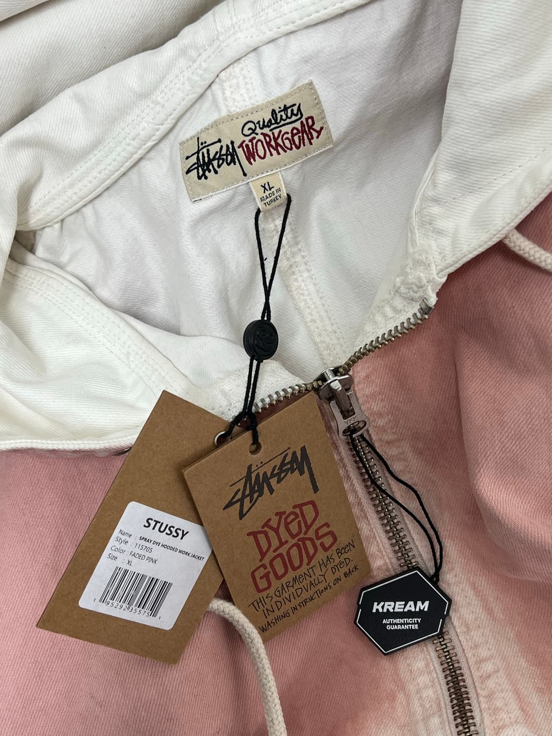 스투시 스프레이 다이 후드 워크자켓 핑크 XL 상품이미지3