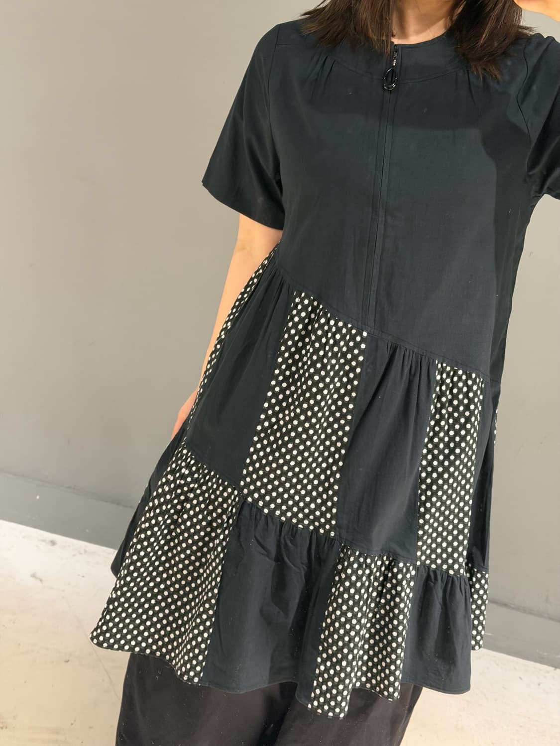 diagonal dot pattern point one-piece 상품이미지3