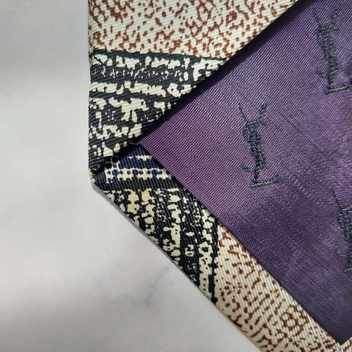 입생로랑 실크 베이지 패턴 넥타이 9.9cm A~B등급 K2376 상품이미지10