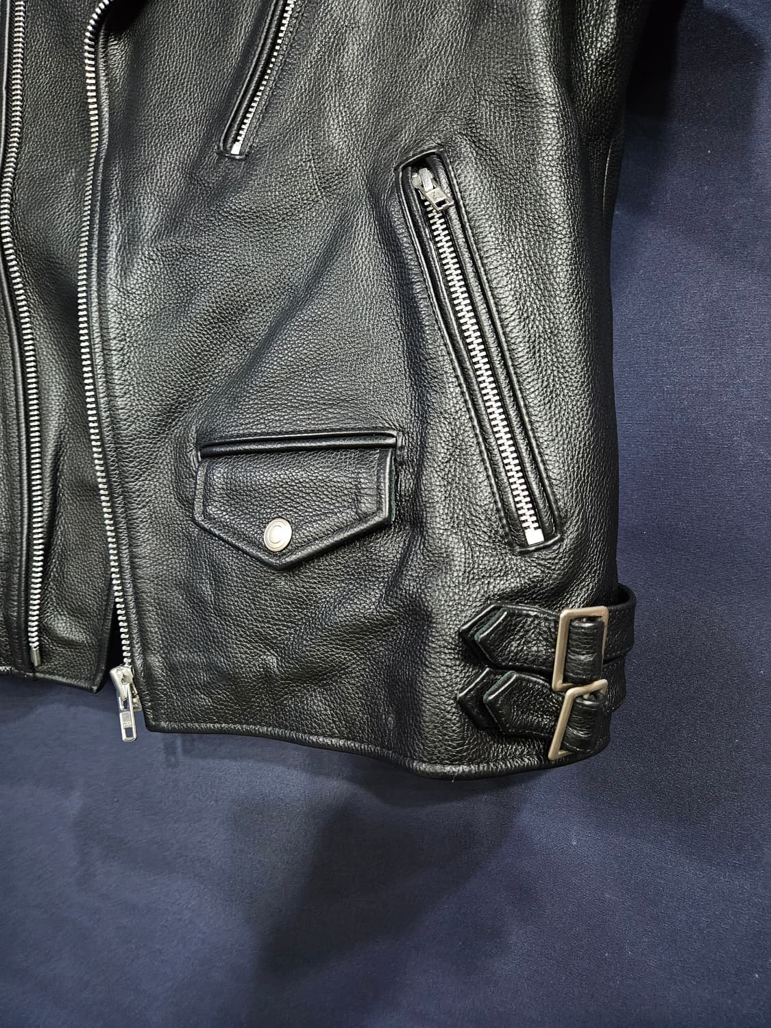 비바스튜디오 블랙 남성 슬림핏 95 가죽 라이더자켓  상품이미지6