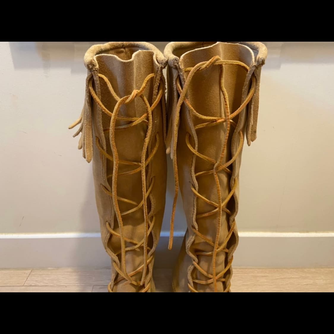 미네통카 웨스턴 프린지 소가죽 레이스업 롱부츠 7 상품이미지3