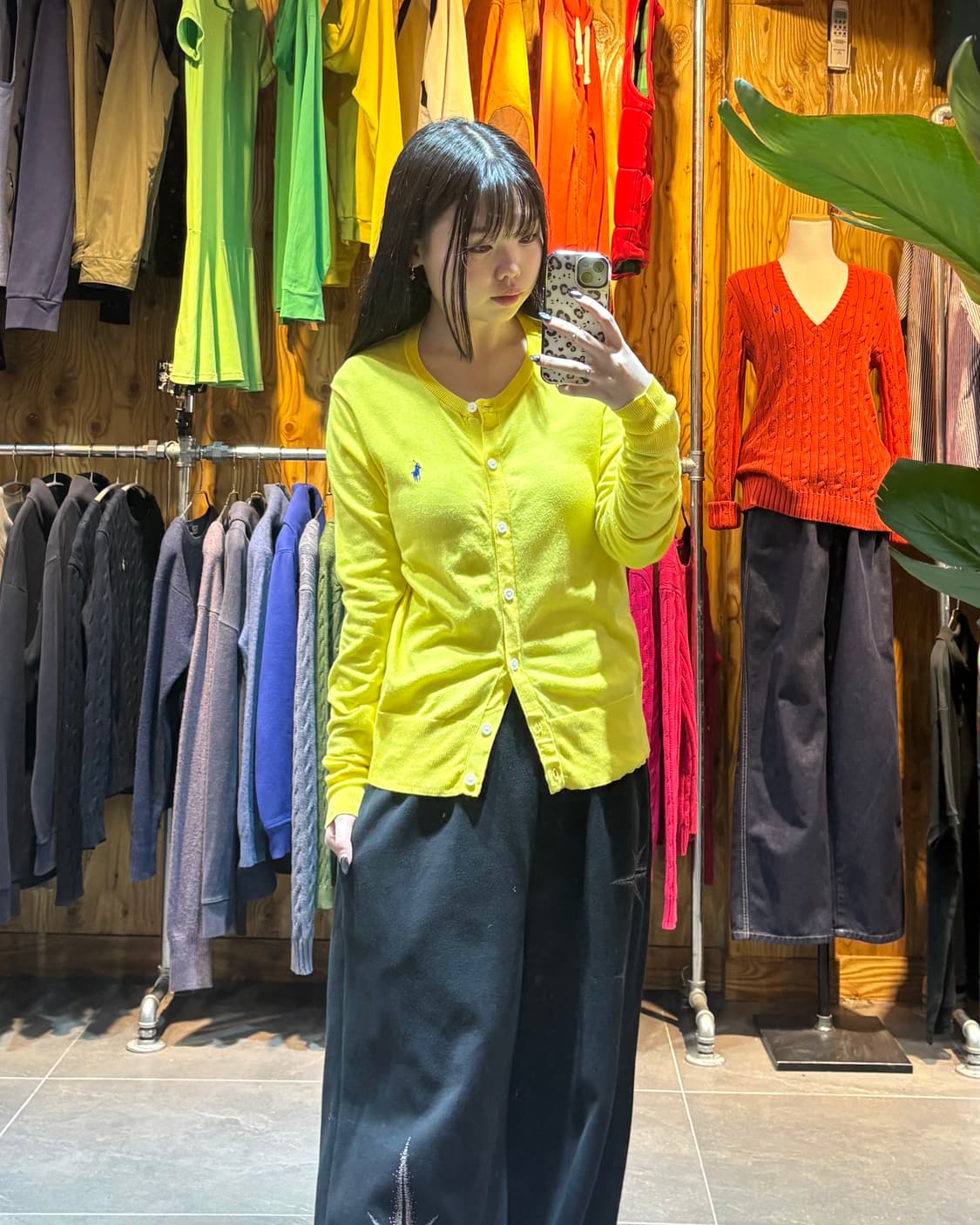 S 폴로랄프로렌 우먼스 옐로우 라운드 가디건 상품이미지1