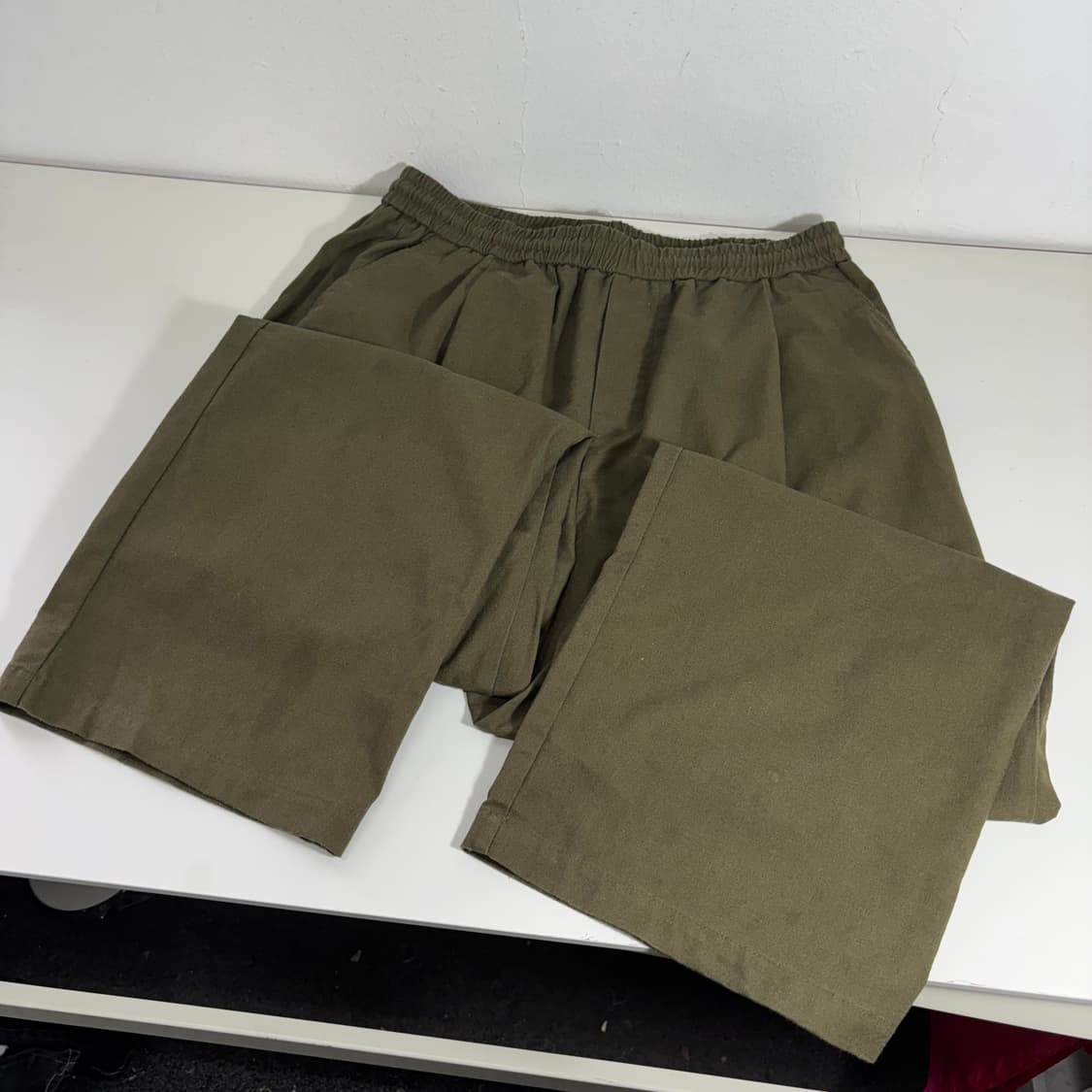 L-XL 어반드레스 카키 와이드핏 코튼린넨 밴딩팬츠 상품이미지3