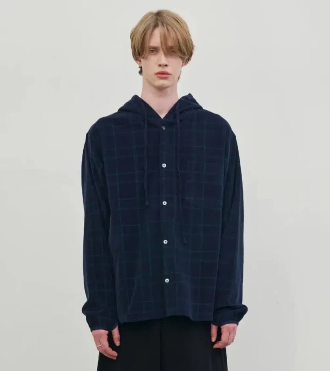 [2] 노운 후디드 코듀로이 셔츠 네이비 noun 상품이미지1
