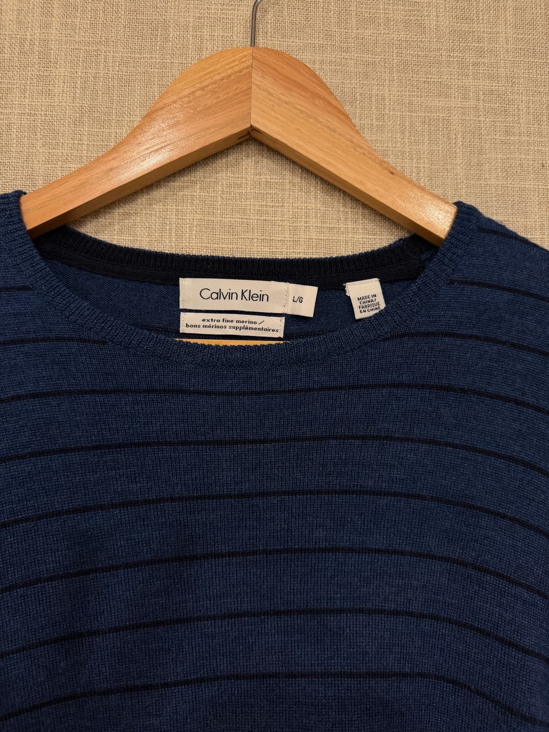 캘빈클라인 메리노 울100% 단가라 니트 L 네이비 상품이미지2