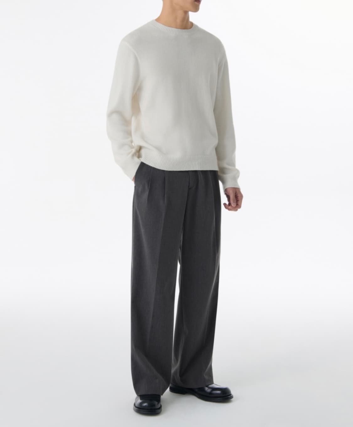 무탠다드 리얼 와이드 히든 밴딩 슬랙스 [28/미디엄그레이]유니클로르아르 상품이미지4