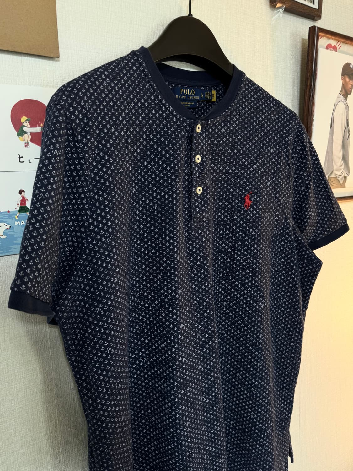 [L]폴로 랄프로렌 앵커패턴 핸리넥 매쉬 반팔티셔츠 상품이미지2