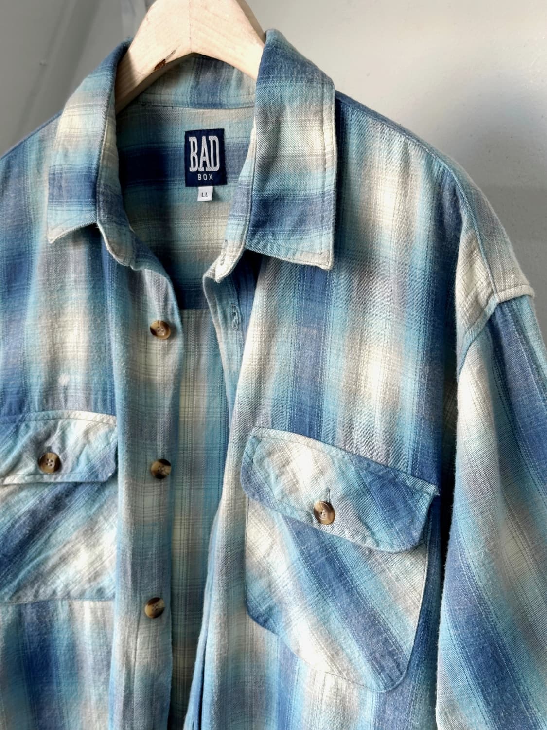 Cotton woven nel check wide shirt 상품이미지1