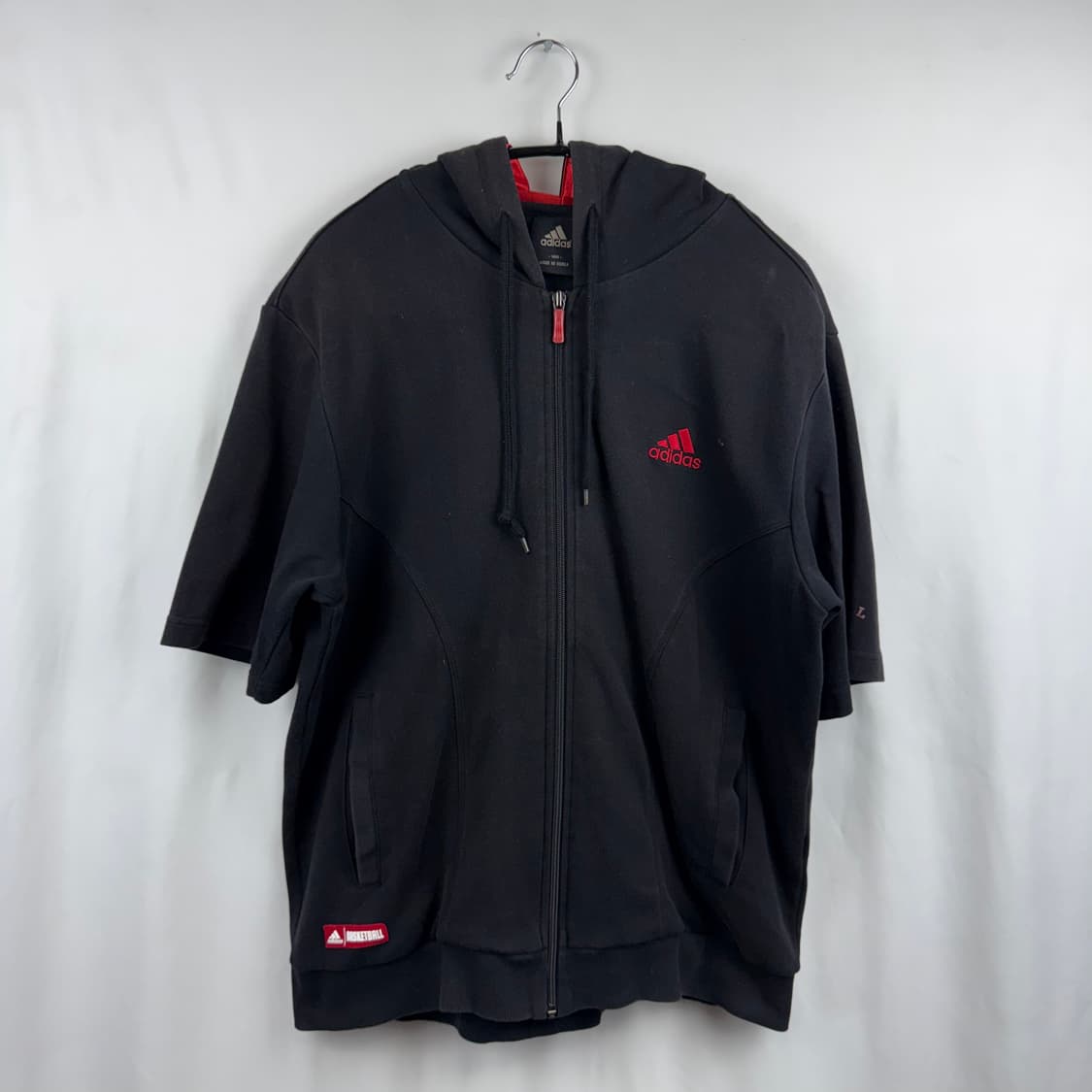 (100) 아디다스 배스킷볼 반팔 후드집업 블랙 상품이미지2