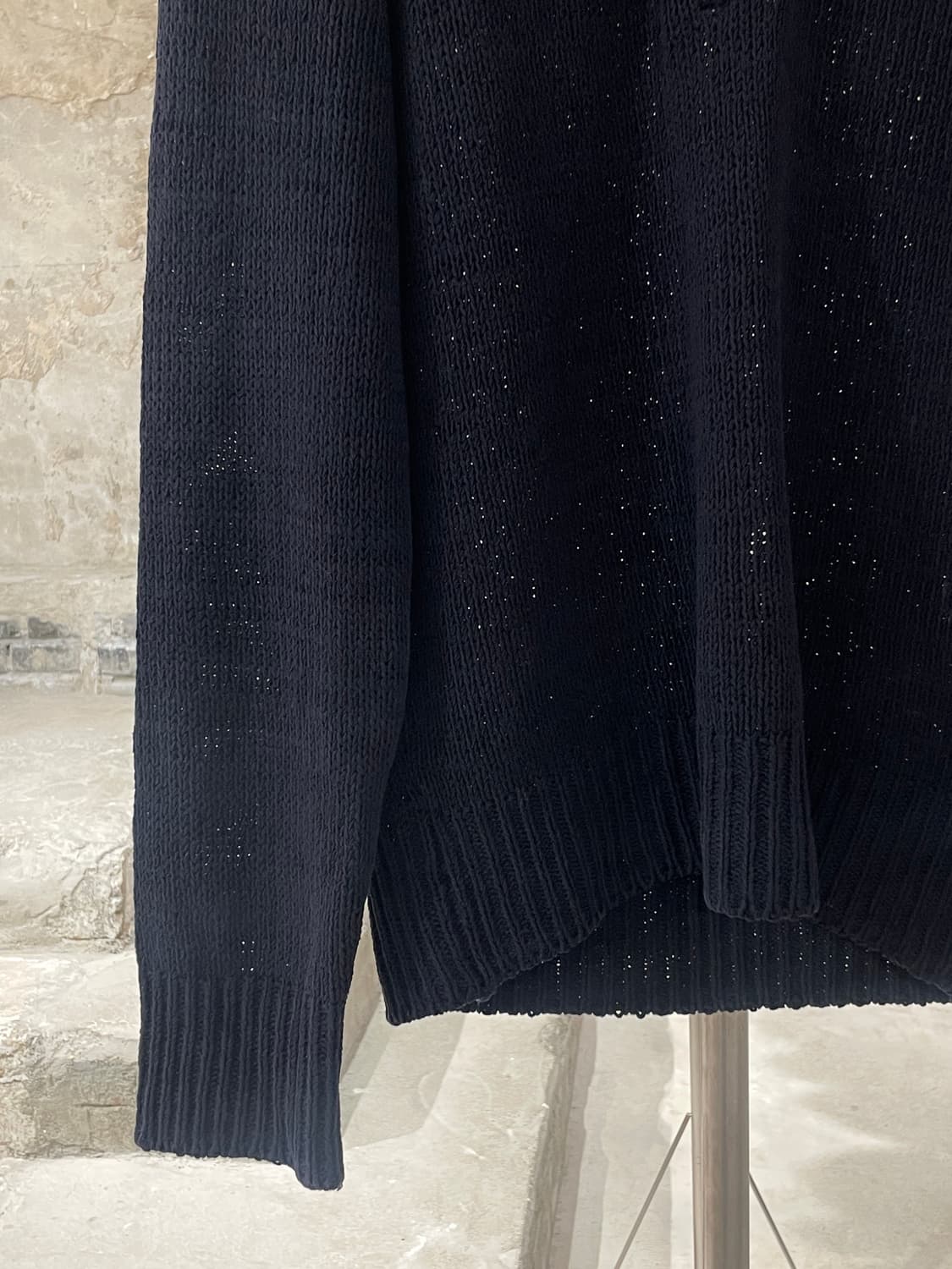 스톤 아일랜드 다크 네이비 와펜 하프 집업 모크넥 니트 상품이미지4