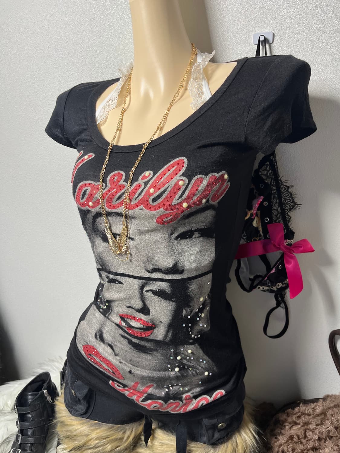 빈티지 갸루 프린팅 반팔티셔츠 상품이미지2