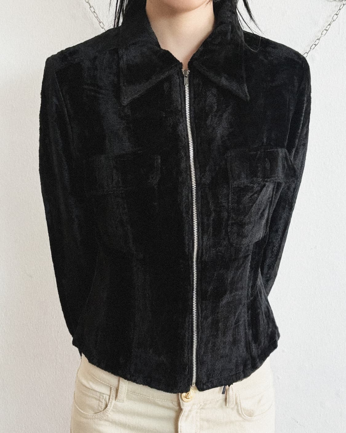 jpn vtg faux fur cropped zipper jacket 상품이미지2